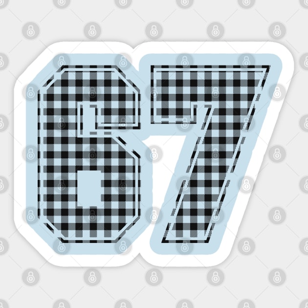 Plaid Number - 67 - Dark Sticker by tavare